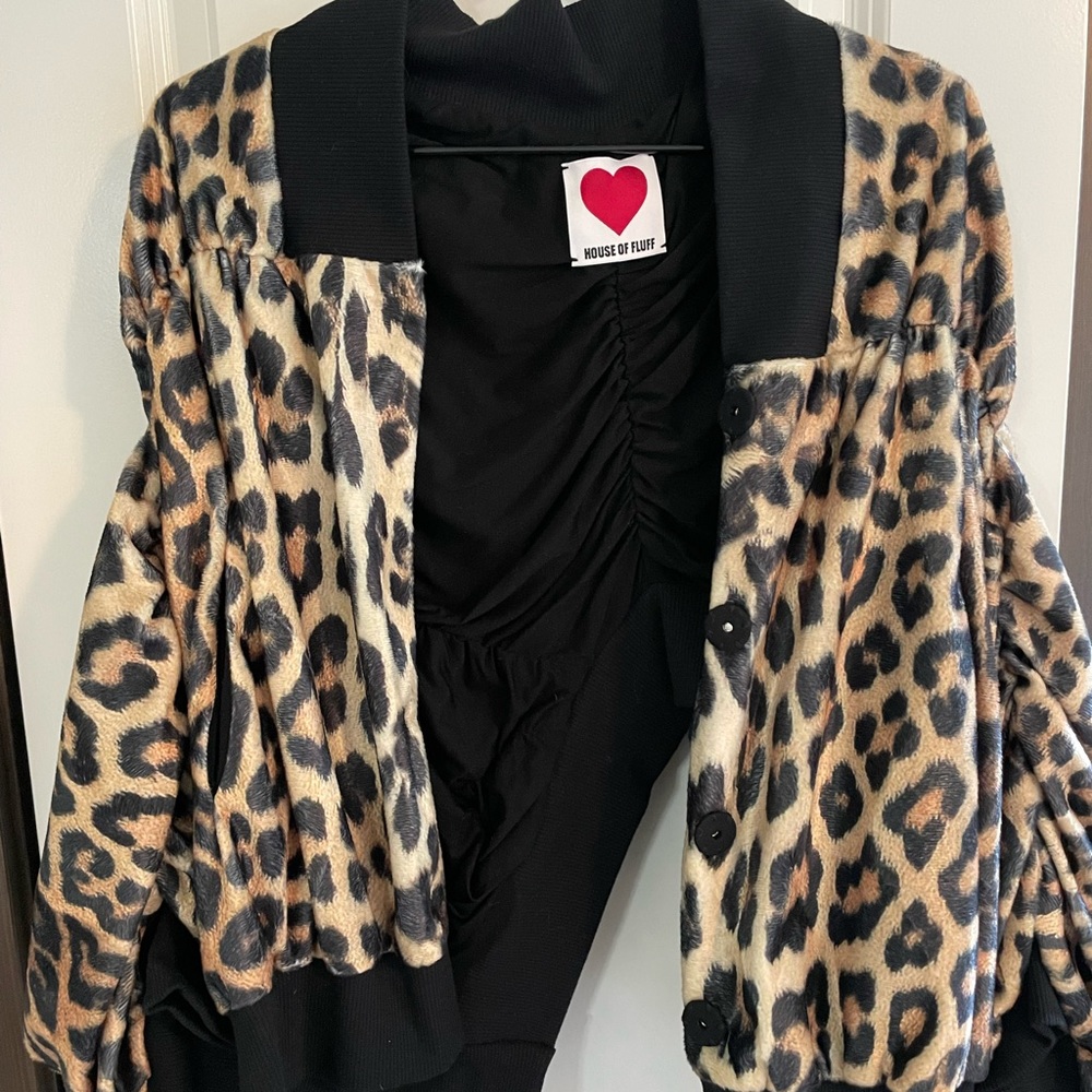 House of Fluff cropped bomber jacket. Like new.